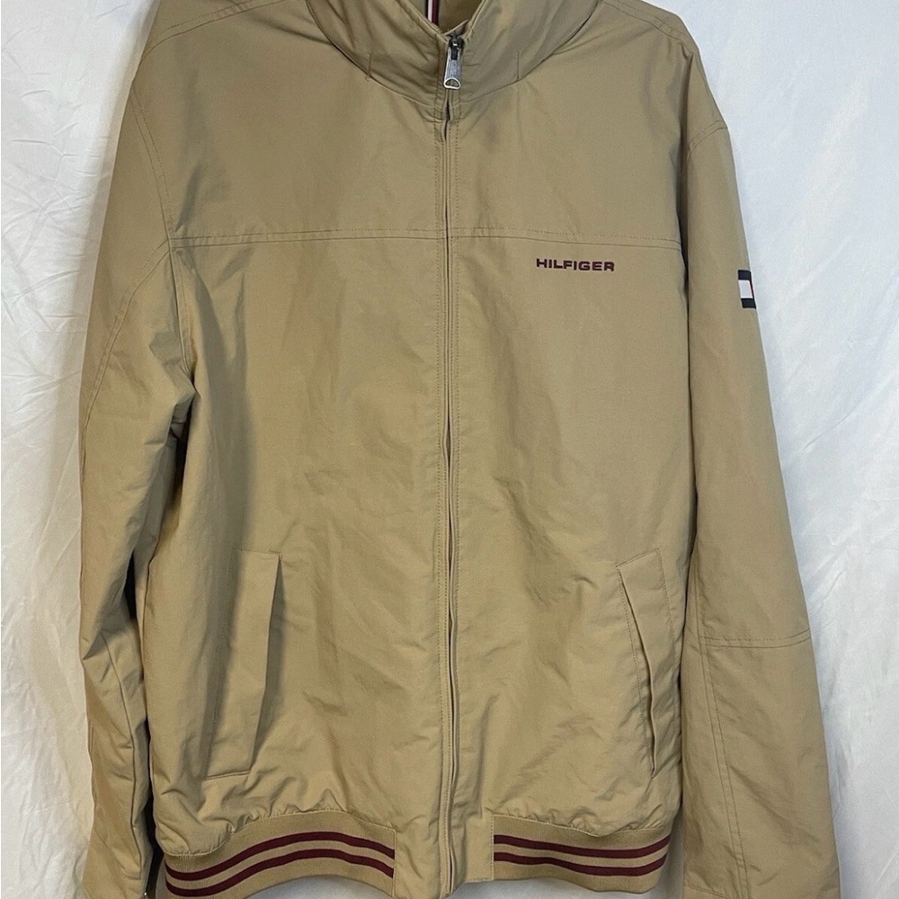 Men's Tommy Hilfiger Yacht Jacket, Beige Color - Size XL - With Hidden Hood